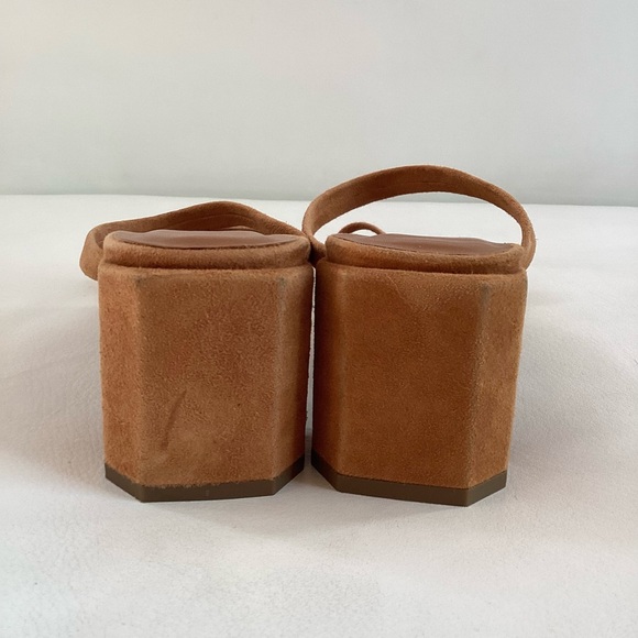 By Far Tanya Tan Neutral Slip On Heel Sandals SZ 7 - Picture 6 of 10